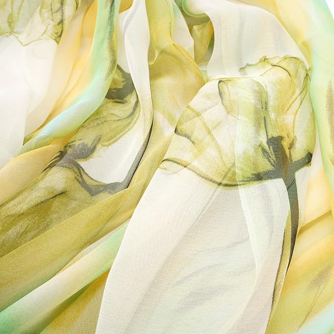 YOUR SMILE Ladies/Women's Lightweight Floral Print/Solid Color mixture Shawl Scarf For Spring Summer season