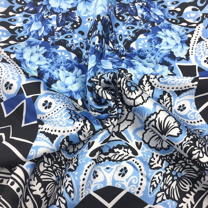 YOUR SMILE Silk Like Scarf Women's Fashion Pattern Large Square Satin Headscarf Headdress