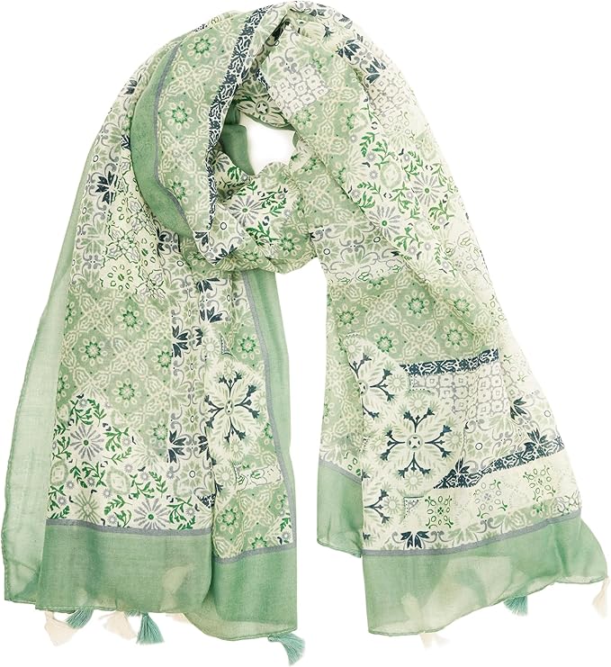 YOUR SMILE Large Boho Scarf for Women Lightweight Floral Printed Scarves Fall Winter Fashion Fringed Shawl wraps