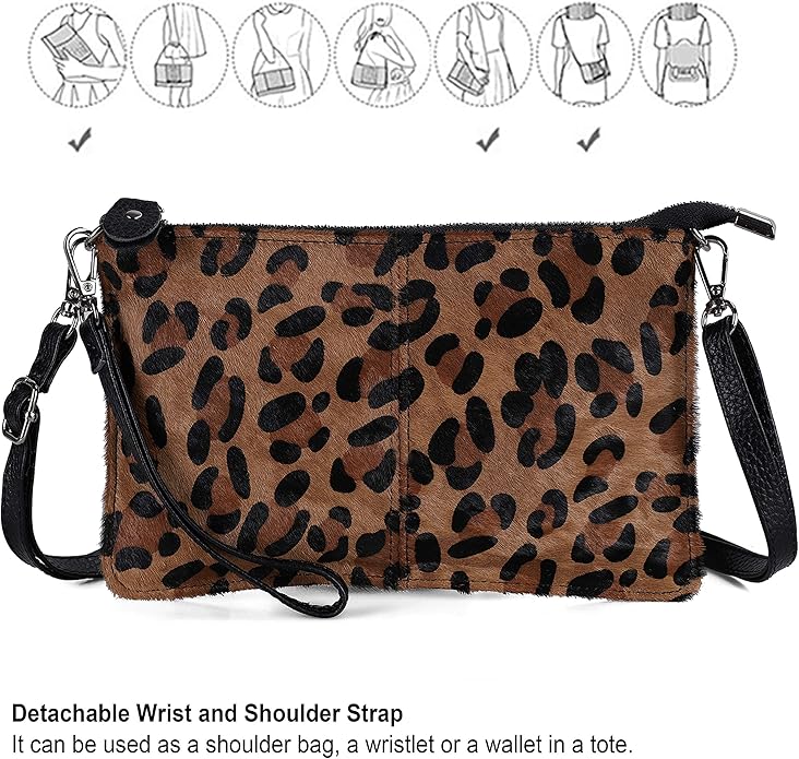 befen Genuine Leather Wristlet Clutch Wallet Purses Small Crossbody Bags for Women with RFID Blocking Card Slots