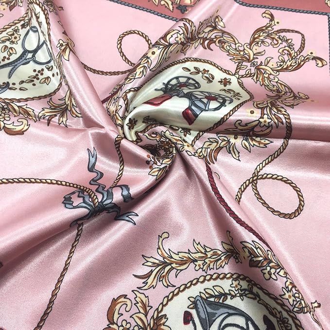 YOUR SMILE Silk Like Scarf Women's Fashion Pattern Large Square Satin Headscarf Headdress