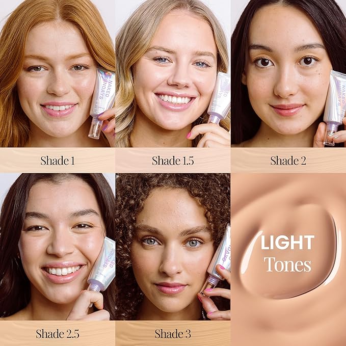 Naked Sundays BeautyScreen™ SPF 50 Peptide Foundation Tint – Tinted Sunscreen & Skincare Makeup with Zinc Oxide, Niacinamide – Lightweight Natural Coverage, 2.5 Light Neutral, 1.01 oz