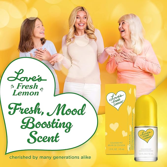 Dana Love's Fresh Lemon Cologne Mist 1.5 Fl. Oz. Invigorating and Uplifting Lemon Scented Body Mist for Women, Classic Fragrance for Everyday Freshness