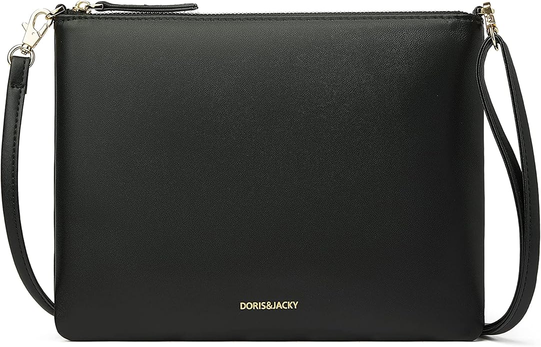DORIS&JACKY Lambskin Leather Wristlet Clutch Purse for Women Soft Designer Slim Cell Phone Pouch Bag with Detachable Strap