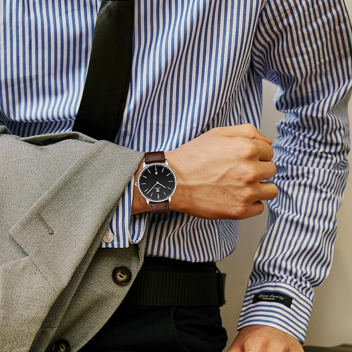 BEN NEVIS Watch, Mens Watch, Minimalist Fashion Simple Wrist Watch Analog Date with Leather Strap