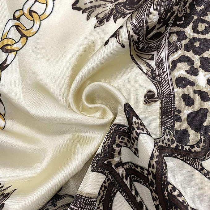 YOUR SMILE Silk Like Scarf Women's Fashion Pattern Large Square Satin Headscarf Headdress