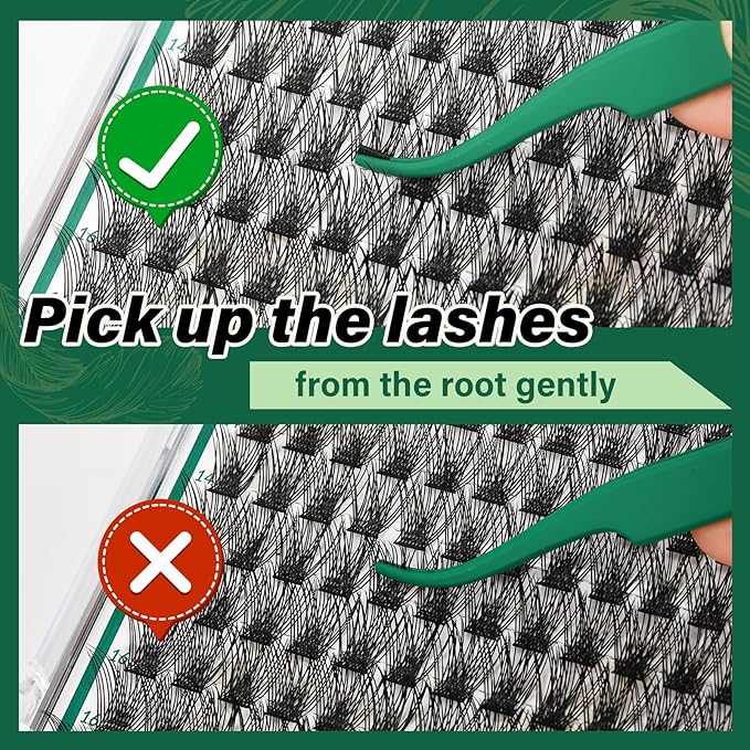 KEYYOU Lash Clusters 144pcs Individual Lashes D Curl 16mm Eyelash Clusters Super Lightweight Air Touch Cluster Lashes Soft&Wispy Comfortable Easy to DIY at Home(Air01-D-16mm)