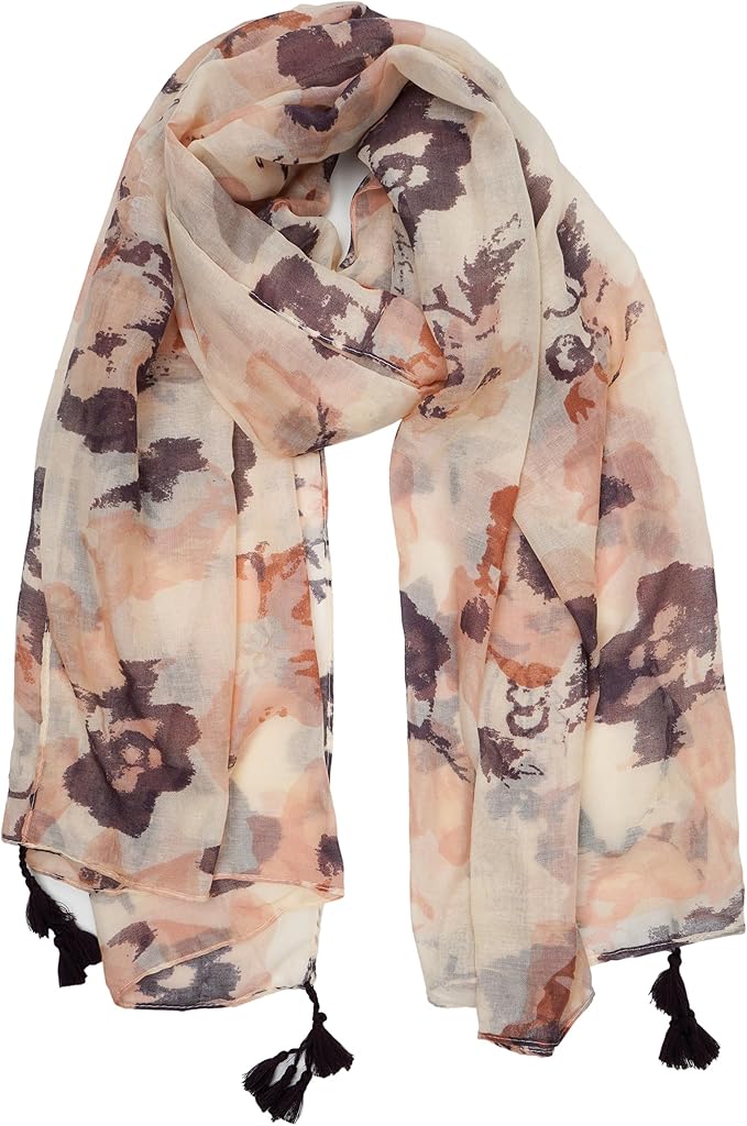 YOUR SMILE Large Boho Scarf for Women Lightweight Floral Printed Scarves Fall Winter Fashion Fringed Shawl wraps