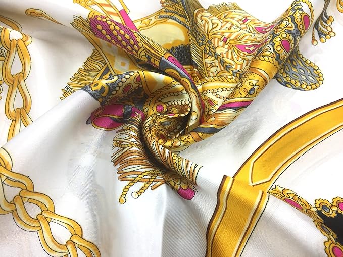 YOUR SMILE Silk Like Scarf Women's Fashion Pattern Large Square Satin Headscarf Headdress