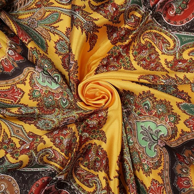 YOUR SMILE Silk Like Scarf Women's Fashion Pattern Large Square Satin Headscarf Headdress