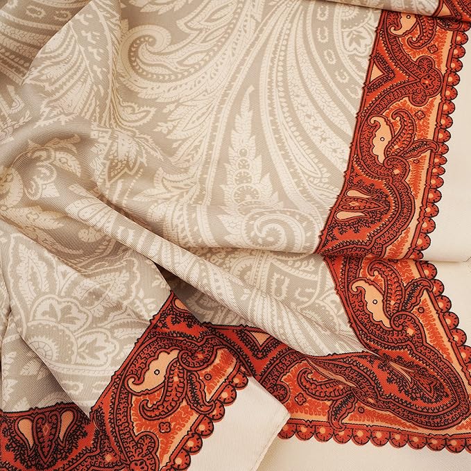 YOUR SMILE Silk Like Scarf Women's Fashion Pattern Large Square Satin Headscarf Headdress