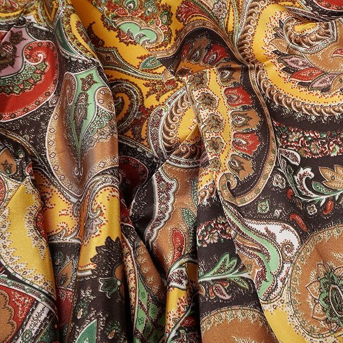 YOUR SMILE Silk Like Scarf Women's Fashion Pattern Large Square Satin Headscarf Headdress