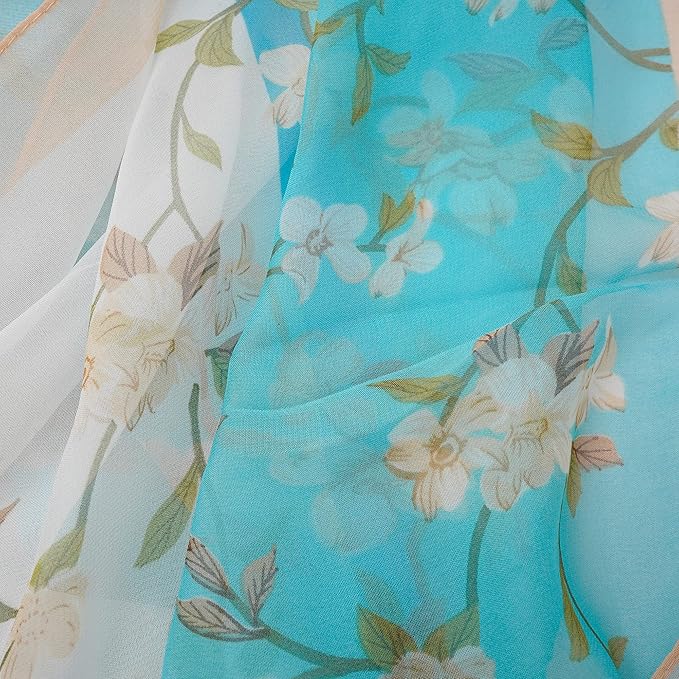 YOUR SMILE Ladies/Women's Lightweight Floral Print/Solid Color mixture Shawl Scarf For Spring Summer season