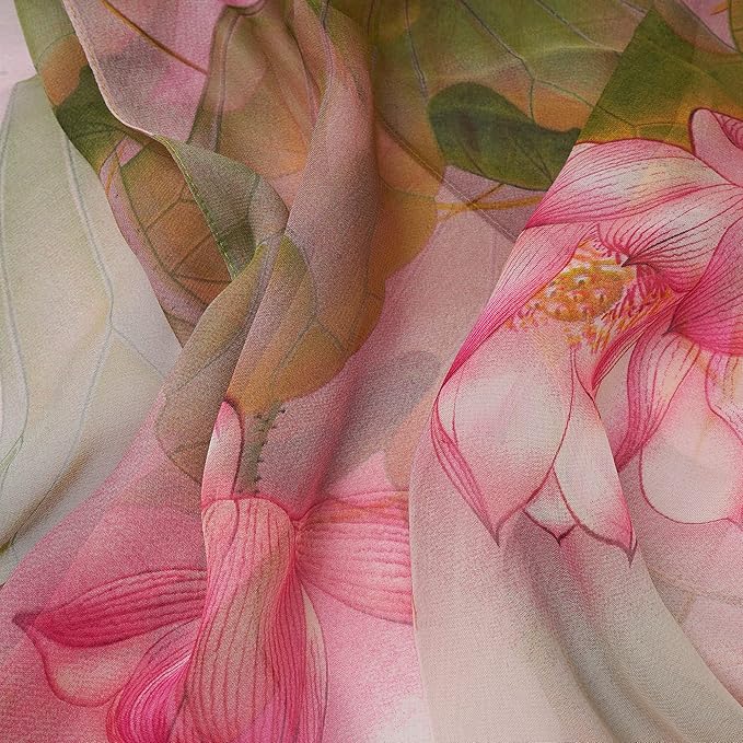 YOUR SMILE Ladies/Women's Lightweight Floral Print/Solid Color mixture Shawl Scarf For Spring Summer season