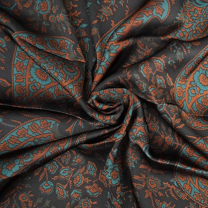 YOUR SMILE Silk Like Scarf Women's Fashion Pattern Large Square Satin Headscarf Headdress