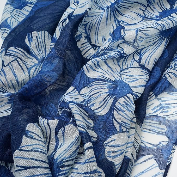 YOUR SMILE Large Boho Scarf for Women Lightweight Floral Printed Scarves Fall Winter Fashion Fringed Shawl wraps