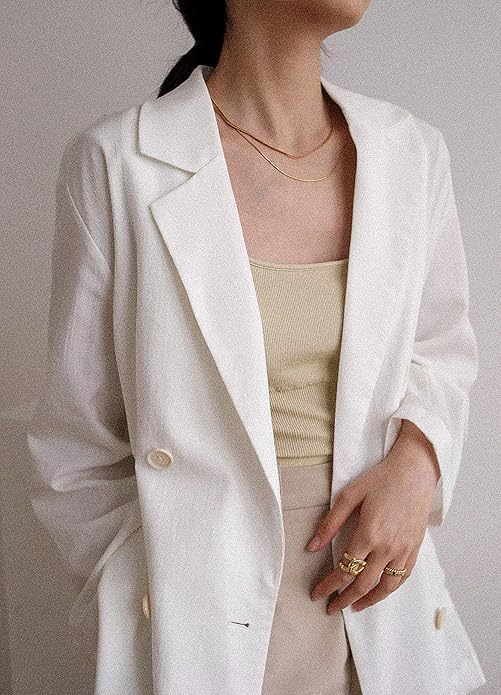 Shapes Studio 18K Gold Plated Double Herringbone Chain Necklace, Minimalist Jewelry, Stacking Necklaces, Gold Snake Chain Layering Necklace